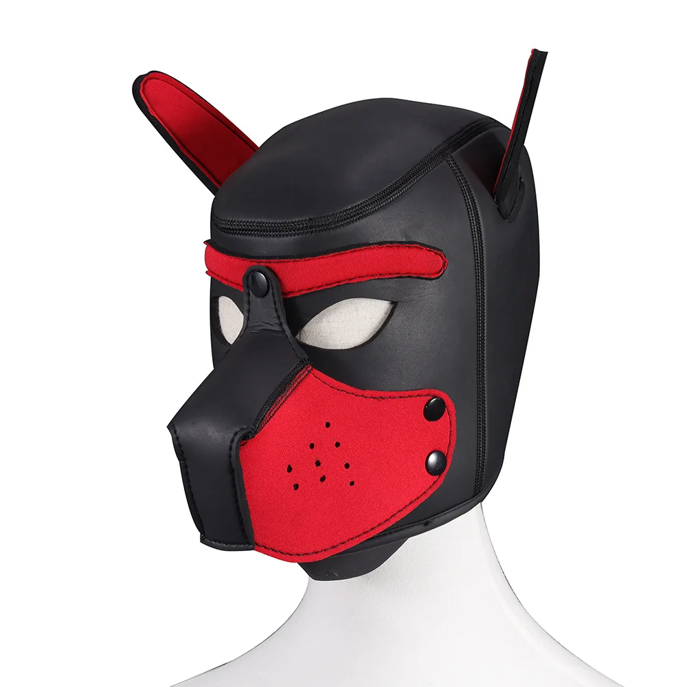 Halloween Role Play Dog Mask Headgear Padded Latex Rubber Party Masks Puppy Cosplay Ears BDSM Kit Erotic Sex Toys For Women Men