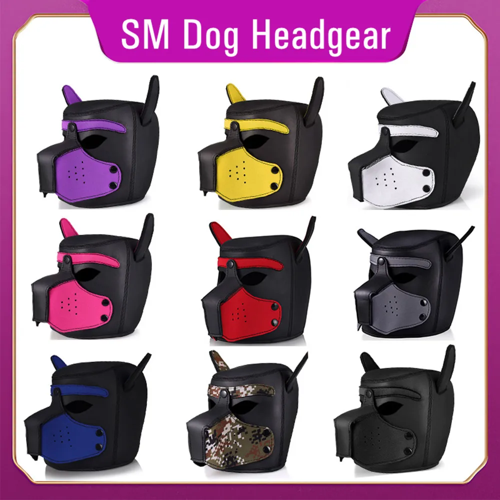 Halloween Role Play Dog Mask Headgear Padded Latex Rubber Party Masks Puppy Cosplay Ears BDSM Kit Erotic Sex Toys For Women Men