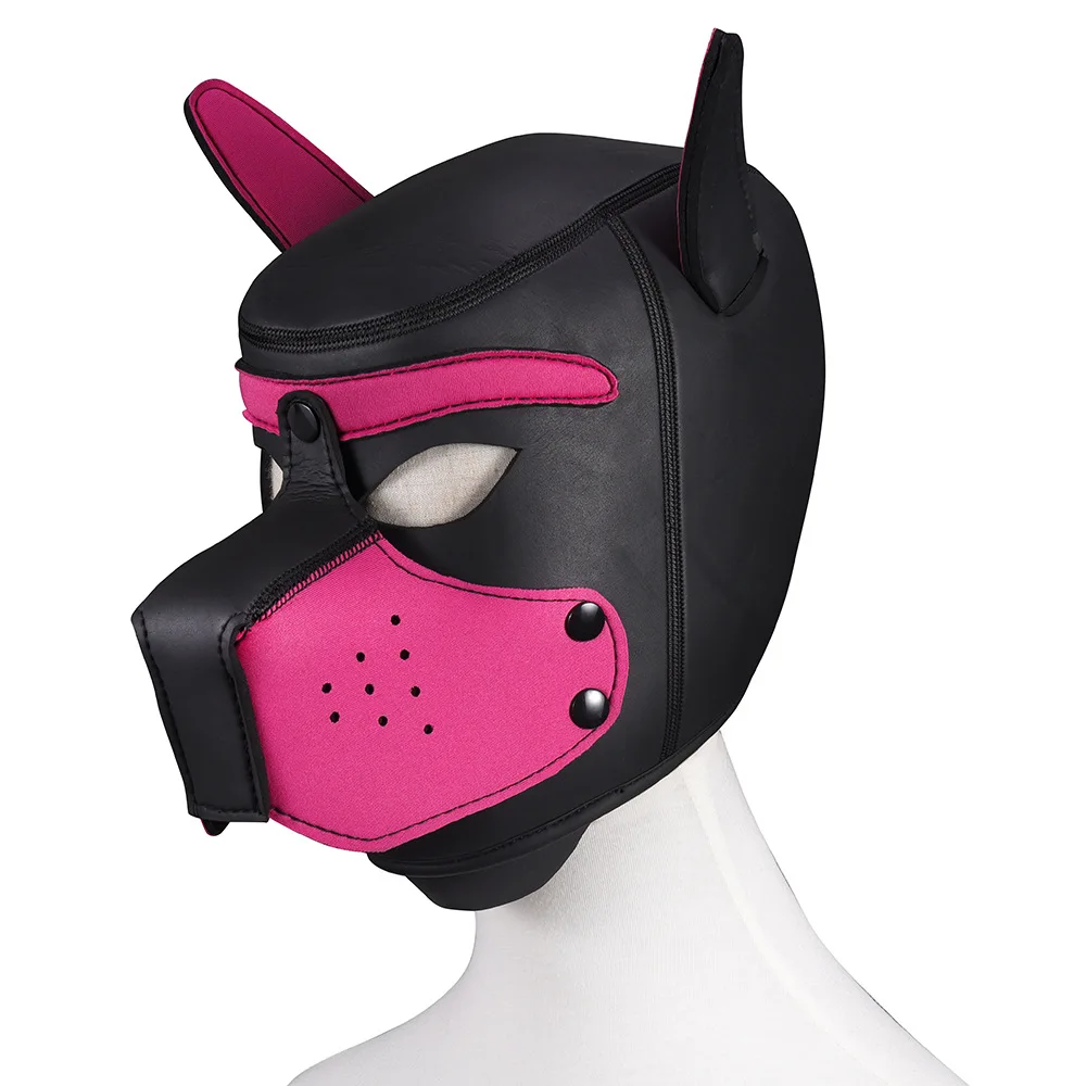 Halloween Role Play Dog Mask Headgear Padded Latex Rubber Party Masks Puppy Cosplay Ears BDSM Kit Erotic Sex Toys For Women Men