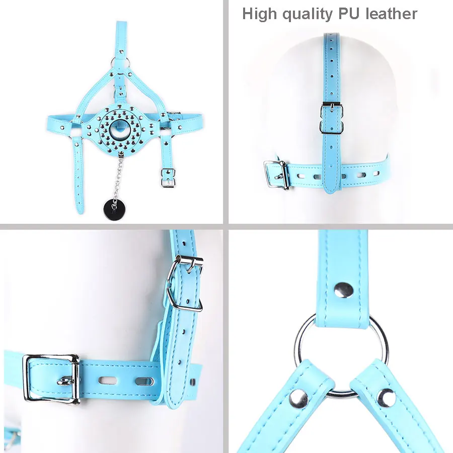 Fetish Slave Water Funnel More Nail Bondage Plug Mouth Kit Strap Cap Bondage Leather Mask Funnel Oral Enema Drool Plug Gag Head