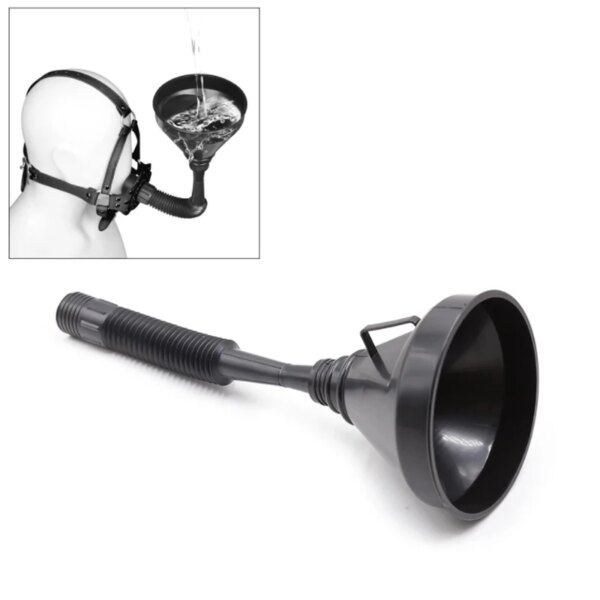 Fetish Slave Water Funnel More Nail Bondage Plug Mouth Kit Strap Cap Bondage Leather Mask Funnel Oral Enema Drool Plug Gag Head
