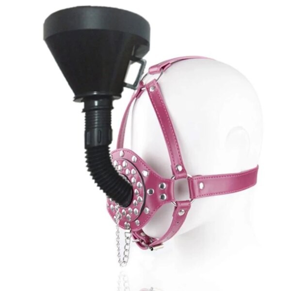 Fetish Slave Water Funnel More Nail Bondage Plug Mouth Kit Strap Cap Bondage Leather Mask Funnel Oral Enema Drool Plug Gag Head