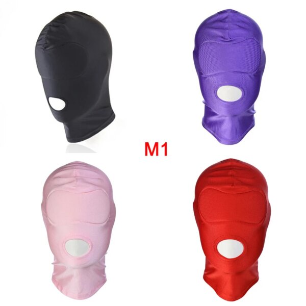 Fetish Unisex BDSM Hood Mask Blindfo Mask Muzzles Fetish Open Mouth Hood Mask Head Sex Products Adult Games For Couple