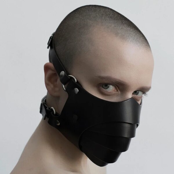 Bdsm Mask Punk Leather Motorcycle Haze Face Mask Male Dust Windproof Adult Games Bondage Restraints Cosplay Sex Toys For Men Gay