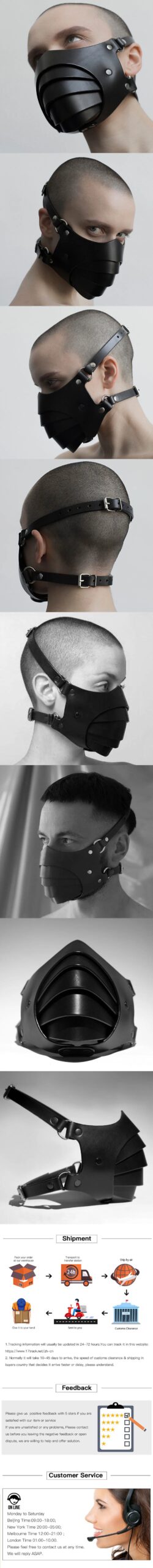 Bdsm Mask Punk Leather Motorcycle Haze Face Mask Male Dust Windproof Adult Games Bondage Restraints Cosplay Sex Toys For Men Gay