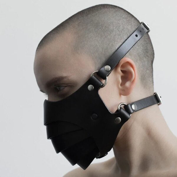 Bdsm Mask Punk Leather Motorcycle Haze Face Mask Male Dust Windproof Adult Games Bondage Restraints Cosplay Sex Toys For Men Gay