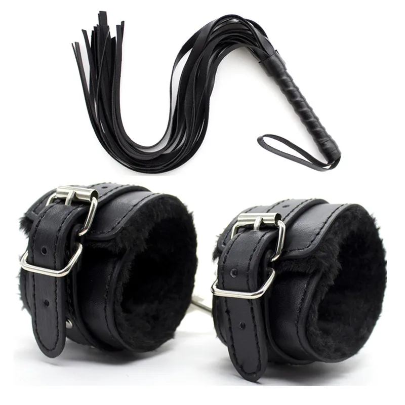 Sexy Whip Sex Handcuffs BDSM Bondage Set Toys With Handcuffs For Sex Blindfold Eye Mask Adult Erotic Toys For Woman