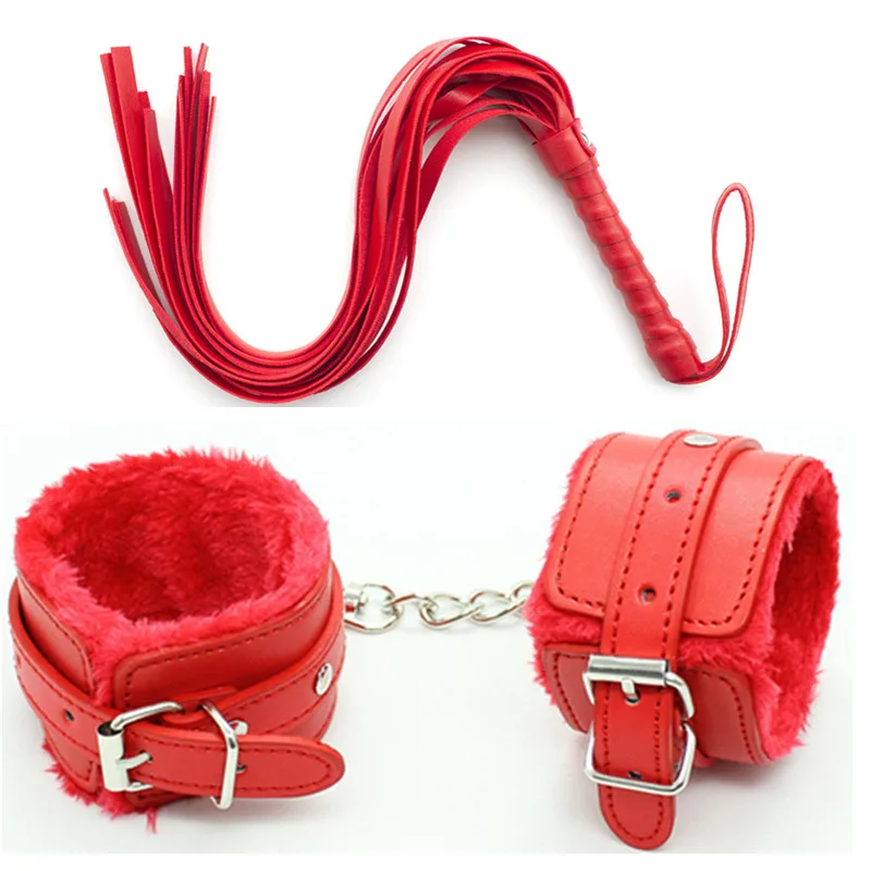 Sexy Whip Sex Handcuffs BDSM Bondage Set Toys With Handcuffs For Sex Blindfold Eye Mask Adult Erotic Toys For Woman