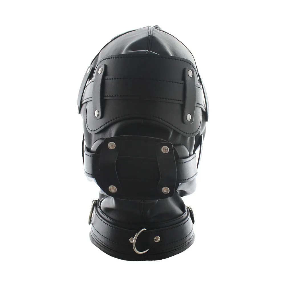 SM Leather Padded Hood Blindfold With Lock Head Harness Mask Fetish Slave BDSM Bondage Erotic Sex Toy Couples Cosplay Party Mask SM Leather Padded Hood Blindfold With Lock Head Harness Mask Fetish Slave BDSM Bondage Erotic Sex Toy Couples Cosplay Party Mask