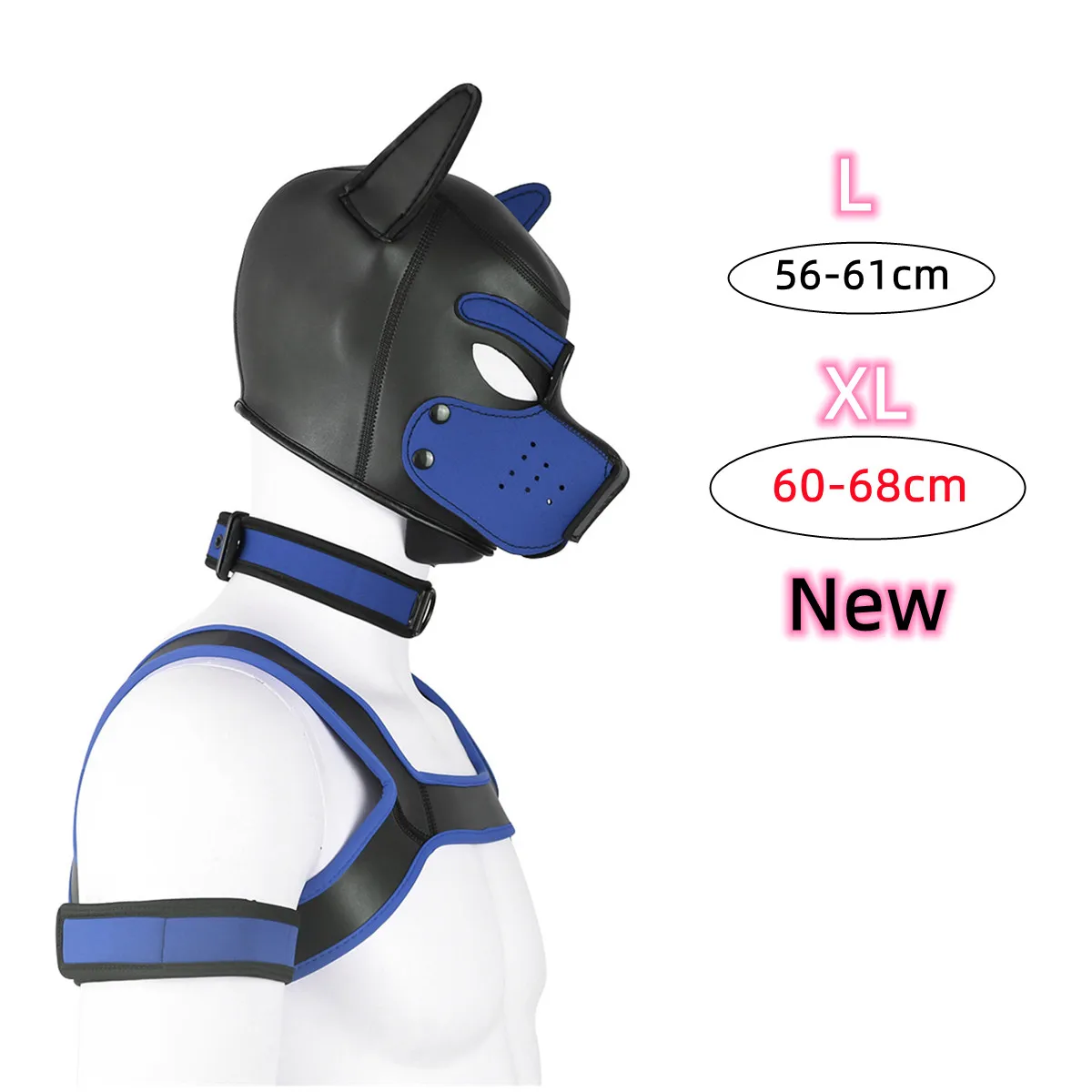 XL Large Size Puppy Cosplay Neoprene Fetish Hood Mask Kit with Chest Strap Collar Armband Sex Costumes for Bdsm Slave Role Play XL Large Size Puppy Cosplay Neoprene Fetish Hood Mask Kit with Chest Strap Collar Armband Sex Costumes for Bdsm Slave Role Play