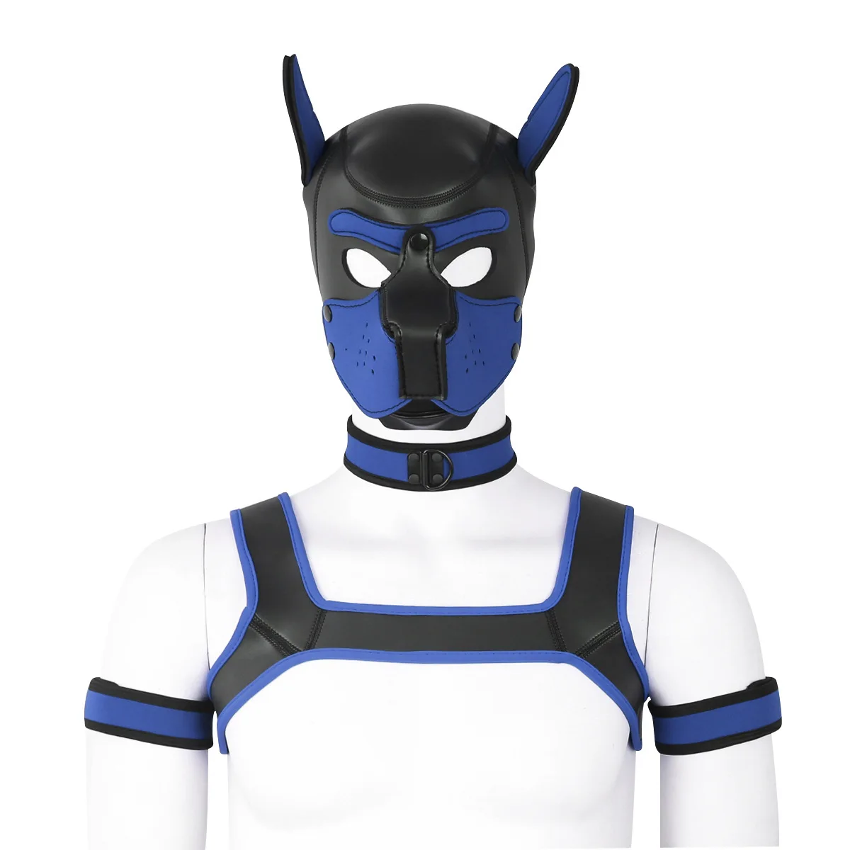 XL Large Size Puppy Cosplay Neoprene Fetish Hood Mask Kit with Chest Strap Collar Armband Sex Costumes for Bdsm Slave Role Play XL Large Size Puppy Cosplay Neoprene Fetish Hood Mask Kit with Chest Strap Collar Armband Sex Costumes for Bdsm Slave Role Play