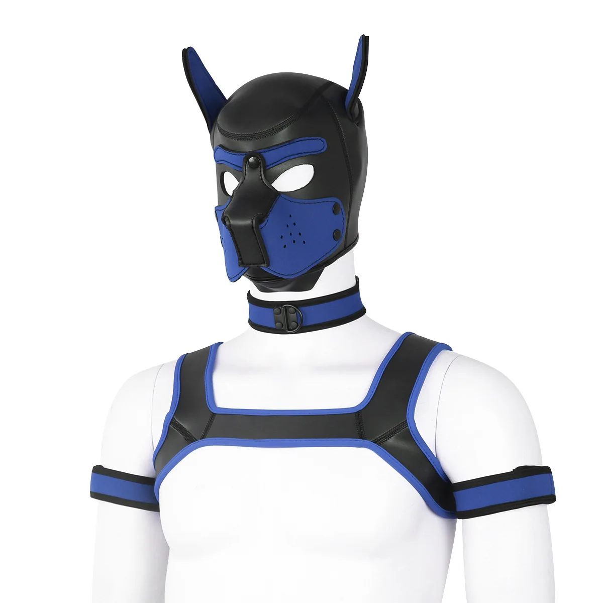 XL Large Size Puppy Cosplay Neoprene Fetish Hood Mask Kit with Chest Strap Collar Armband Sex Costumes for Bdsm Slave Role Play XL Large Size Puppy Cosplay Neoprene Fetish Hood Mask Kit with Chest Strap Collar Armband Sex Costumes for Bdsm Slave Role Play