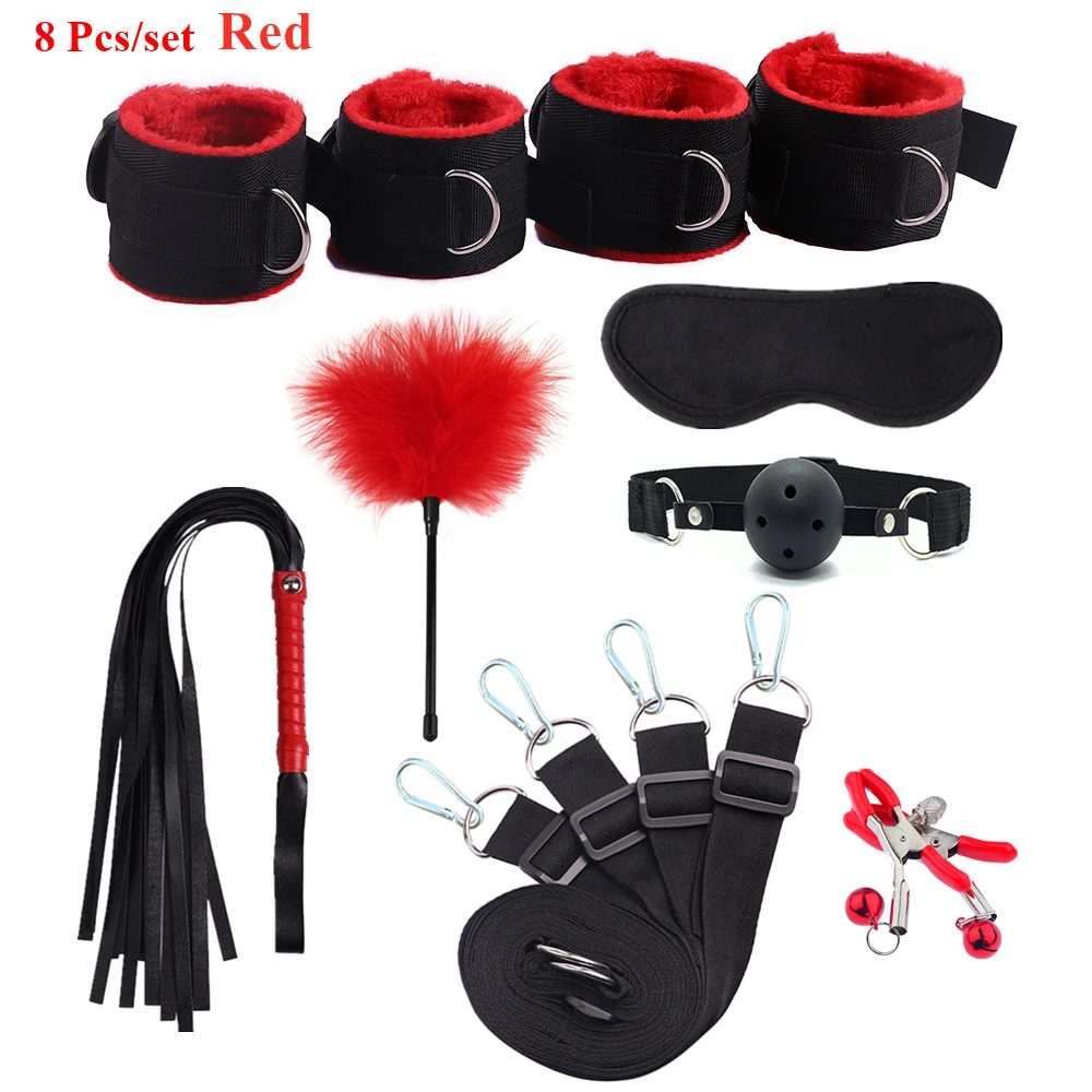 Sex Toys For Woman Men BDSM Bondage Set Under Mattress Erotic Restraint Handcuffs Ankle Cuffs Eye Mask Adults Games for Couples Sex Toys For Woman Men BDSM Bondage Set Under Mattress Erotic Restraint Handcuffs Ankle Cuffs Eye Mask Adults Games for Couples