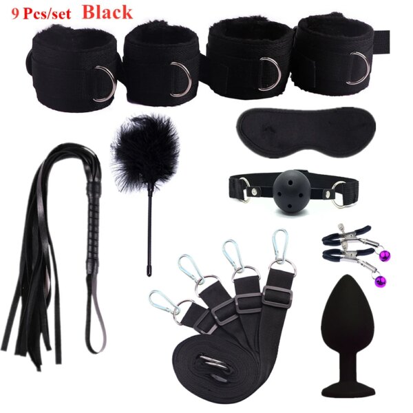 Sex Toys For Woman Men BDSM Bondage Set Under Mattress Erotic Restraint Handcuffs Ankle Cuffs Eye Mask Adults Games for Couples