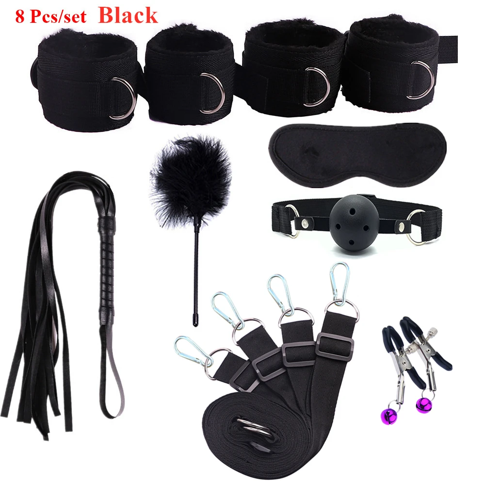 Sex Toys For Woman Men BDSM Bondage Set Under Mattress Erotic Restraint Handcuffs Ankle Cuffs Eye Mask Adults Games for Couples Sex Toys For Woman Men BDSM Bondage Set Under Mattress Erotic Restraint Handcuffs Ankle Cuffs Eye Mask Adults Games for Couples