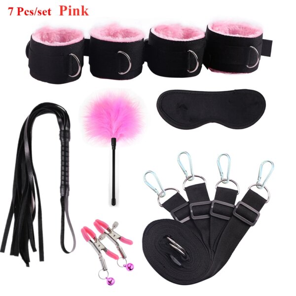 Sex Toys For Woman Men BDSM Bondage Set Under Mattress Erotic Restraint Handcuffs Ankle Cuffs Eye Mask Adults Games for Couples