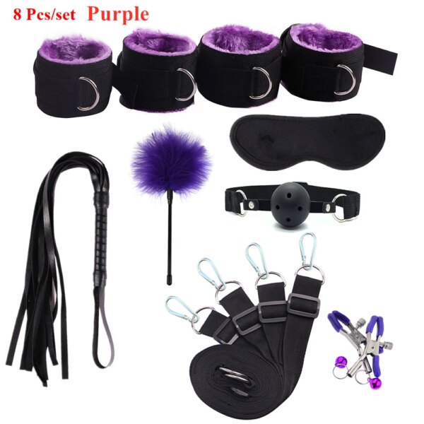Sex Toys For Woman Men BDSM Bondage Set Under Mattress Erotic Restraint Handcuffs Ankle Cuffs Eye Mask Adults Games for Couples