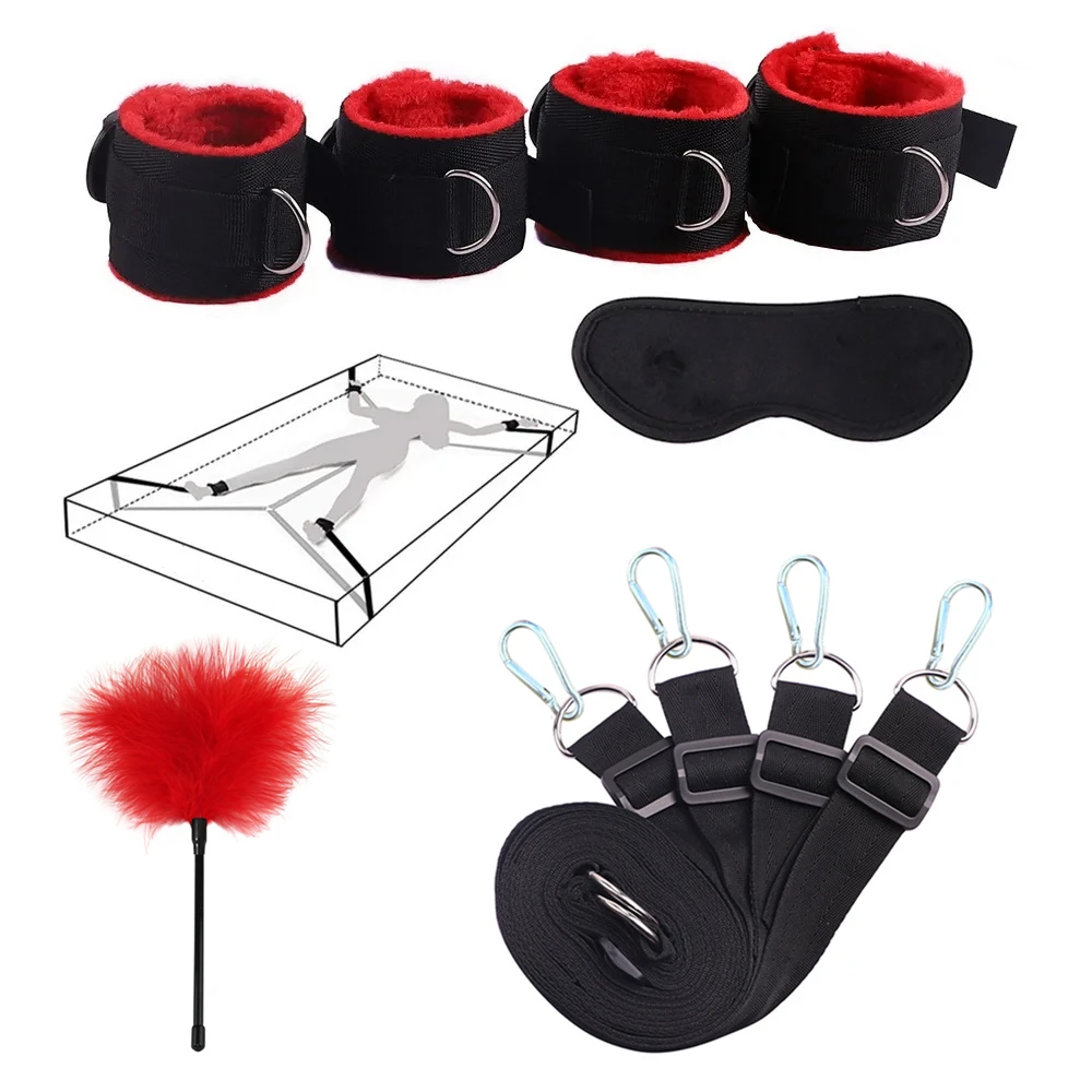 Sex Toys For Woman Men BDSM Bondage Set Under Mattress Erotic Restraint Handcuffs Ankle Cuffs Eye Mask Adults Games for Couples Sex Toys For Woman Men BDSM Bondage Set Under Mattress Erotic Restraint Handcuffs Ankle Cuffs Eye Mask Adults Games for Couples