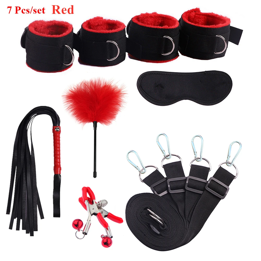 Sex Toys For Woman Men BDSM Bondage Set Under Mattress Erotic Restraint Handcuffs Ankle Cuffs Eye Mask Adults Games for Couples Sex Toys For Woman Men BDSM Bondage Set Under Mattress Erotic Restraint Handcuffs Ankle Cuffs Eye Mask Adults Games for Couples