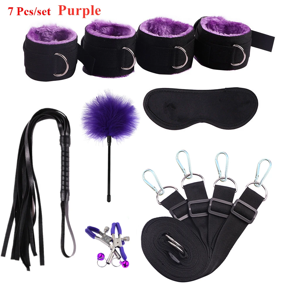 Sex Toys For Woman Men BDSM Bondage Set Under Mattress Erotic Restraint Handcuffs Ankle Cuffs Eye Mask Adults Games for Couples Sex Toys For Woman Men BDSM Bondage Set Under Mattress Erotic Restraint Handcuffs Ankle Cuffs Eye Mask Adults Games for Couples