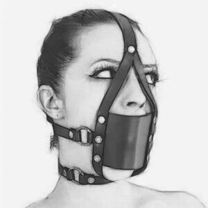 PU Leather Harness BDSM Bondage Harness Gag Gay Mouth Mask with Ball Mouth Gag Fetish Salve Restraint Sex Toys for Couples