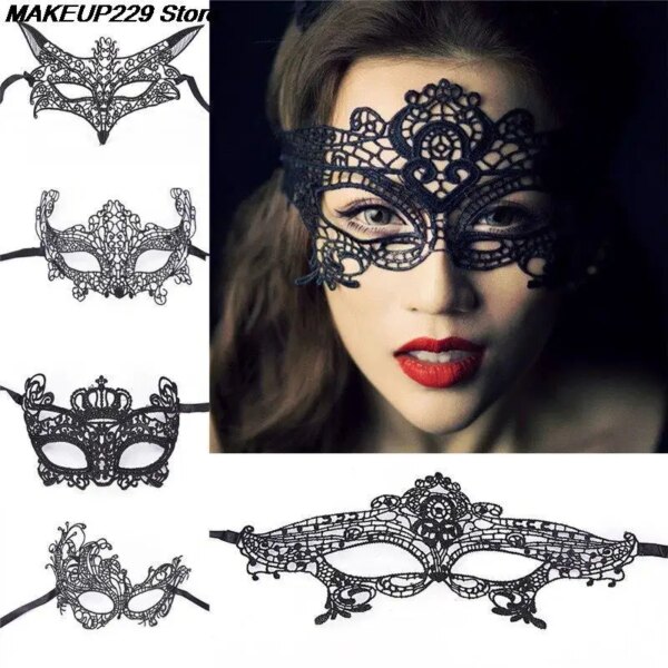 Sexy Black Mask Blinder Blindfold Erotic Fetish Bdsm Slave Restraint Adult Game Sex Toy Product For Women Lady Lace Mask Cutout
