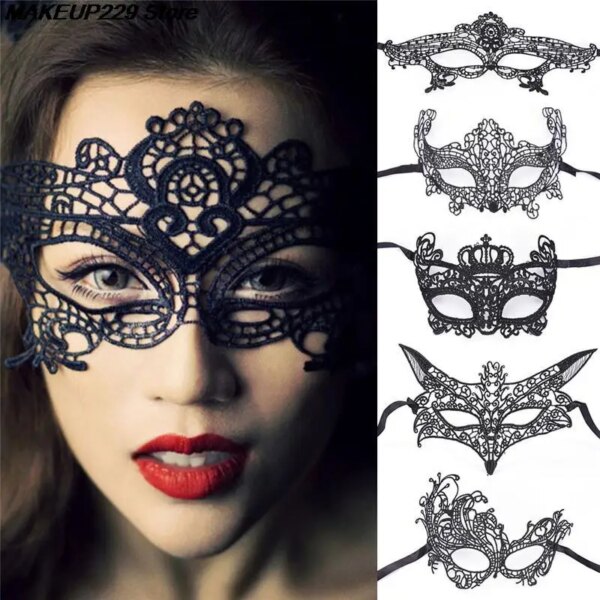 Sexy Black Mask Blinder Blindfold Erotic Fetish Bdsm Slave Restraint Adult Game Sex Toy Product For Women Lady Lace Mask Cutout