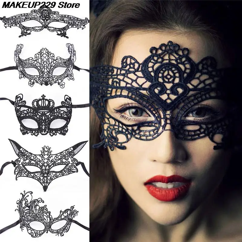 Sexy Black Mask Blinder Blindfold Erotic Fetish Bdsm Slave Restraint Adult Game Sex Toy Product For Women Lady Lace Mask Cutout