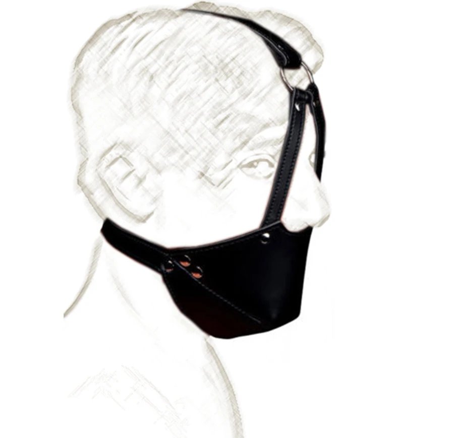 Leather Head Face Mask Mouth Gag,BDSM Bondage Silicone Gag Ball ,Harness Strap Blindfold, Sex Toys For Couples
