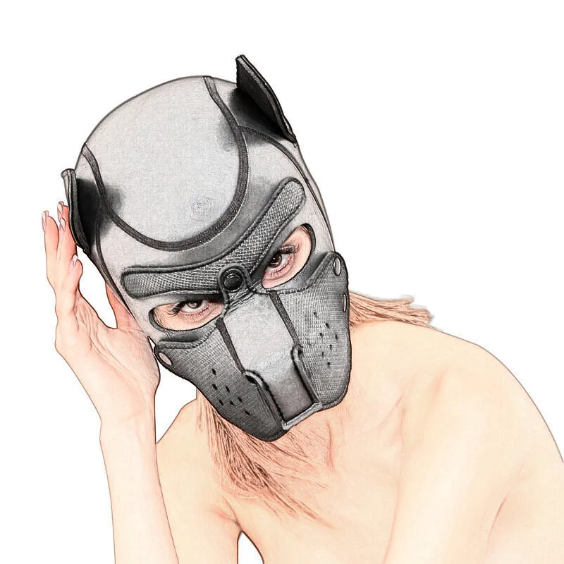 XL Large Size Puppy Cosplay Neoprene Fetish Hood Mask for Men Women Bdsm Bondage Slave Role Play Flirting Adults Sex Games XL Large Size Puppy Cosplay Neoprene Fetish Hood Mask for Men Women Bdsm Bondage Slave Role Play Flirting Adults Sex Games