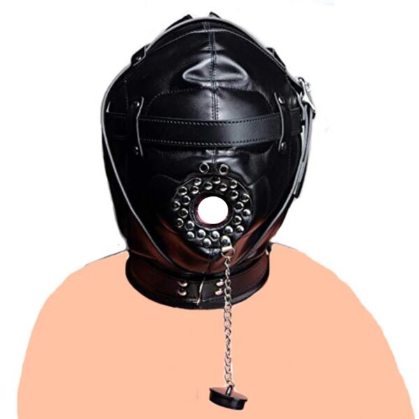 SM Leather Padded Hood Blindfold,Head Harness Mask Gag, BDSM Bondage ,Sex Toys For Couples Accessories