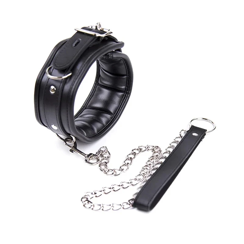 BlackWolf Sexy Leather-Trimmed Sponge Collars With Leash BDSM Bondage Fetishs Collar Adult Lingerie Sex Accessories For Woman BlackWolf Sexy Leather-Trimmed Sponge Collars With Leash BDSM Bondage Fetishs Collar Adult Lingerie Sex Accessories For Woman