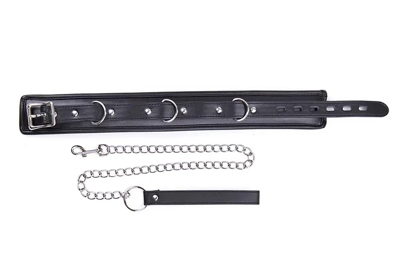 BlackWolf Sexy Leather-Trimmed Sponge Collars With Leash BDSM Bondage Fetishs Collar Adult Lingerie Sex Accessories For Woman BlackWolf Sexy Leather-Trimmed Sponge Collars With Leash BDSM Bondage Fetishs Collar Adult Lingerie Sex Accessories For Woman