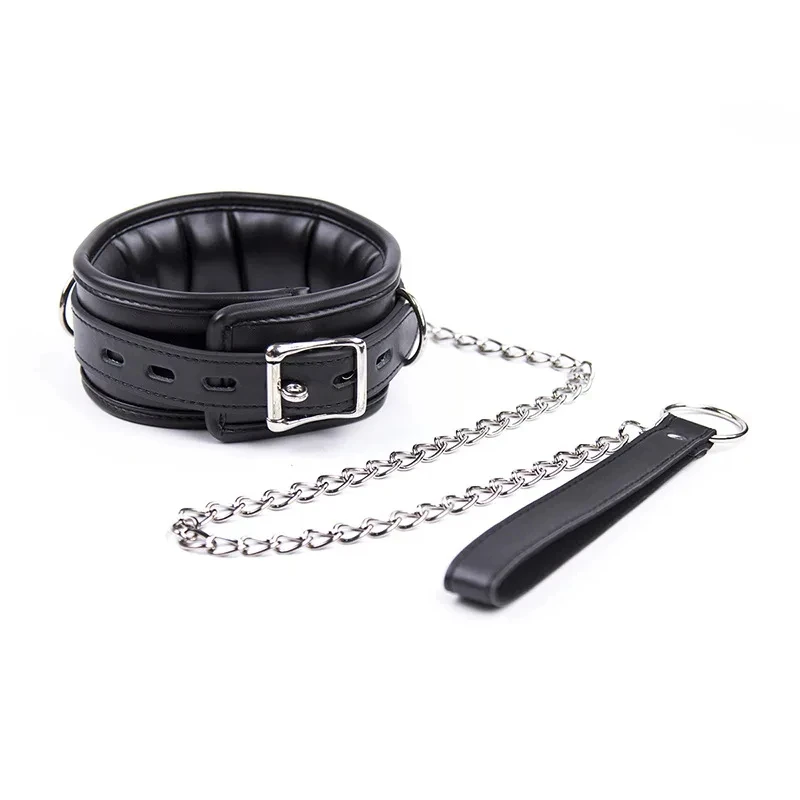BlackWolf Sexy Leather-Trimmed Sponge Collars With Leash BDSM Bondage Fetishs Collar Adult Lingerie Sex Accessories For Woman BlackWolf Sexy Leather-Trimmed Sponge Collars With Leash BDSM Bondage Fetishs Collar Adult Lingerie Sex Accessories For Woman