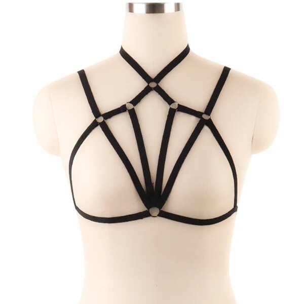 New Pentagram Sword Belt Sexy Ladies Women Body Harness Bra Chest Bondage Erotic Lingerie Cage Bra Gothic Garter Belt Suspenders