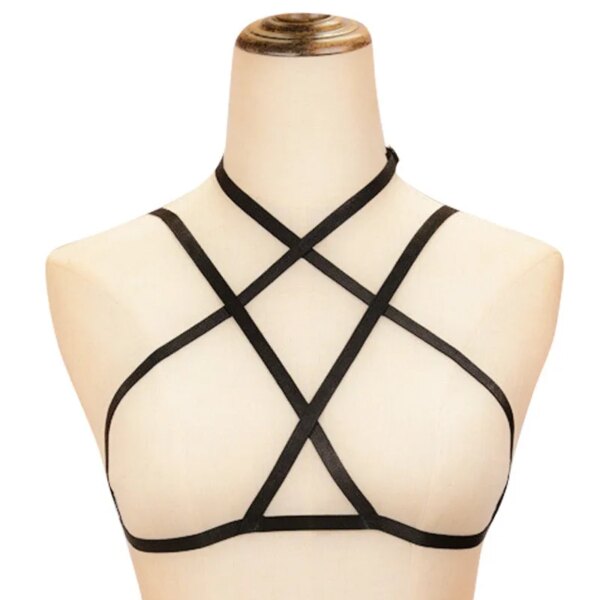 New Pentagram Sword Belt Sexy Ladies Women Body Harness Bra Chest Bondage Erotic Lingerie Cage Bra Gothic Garter Belt Suspenders