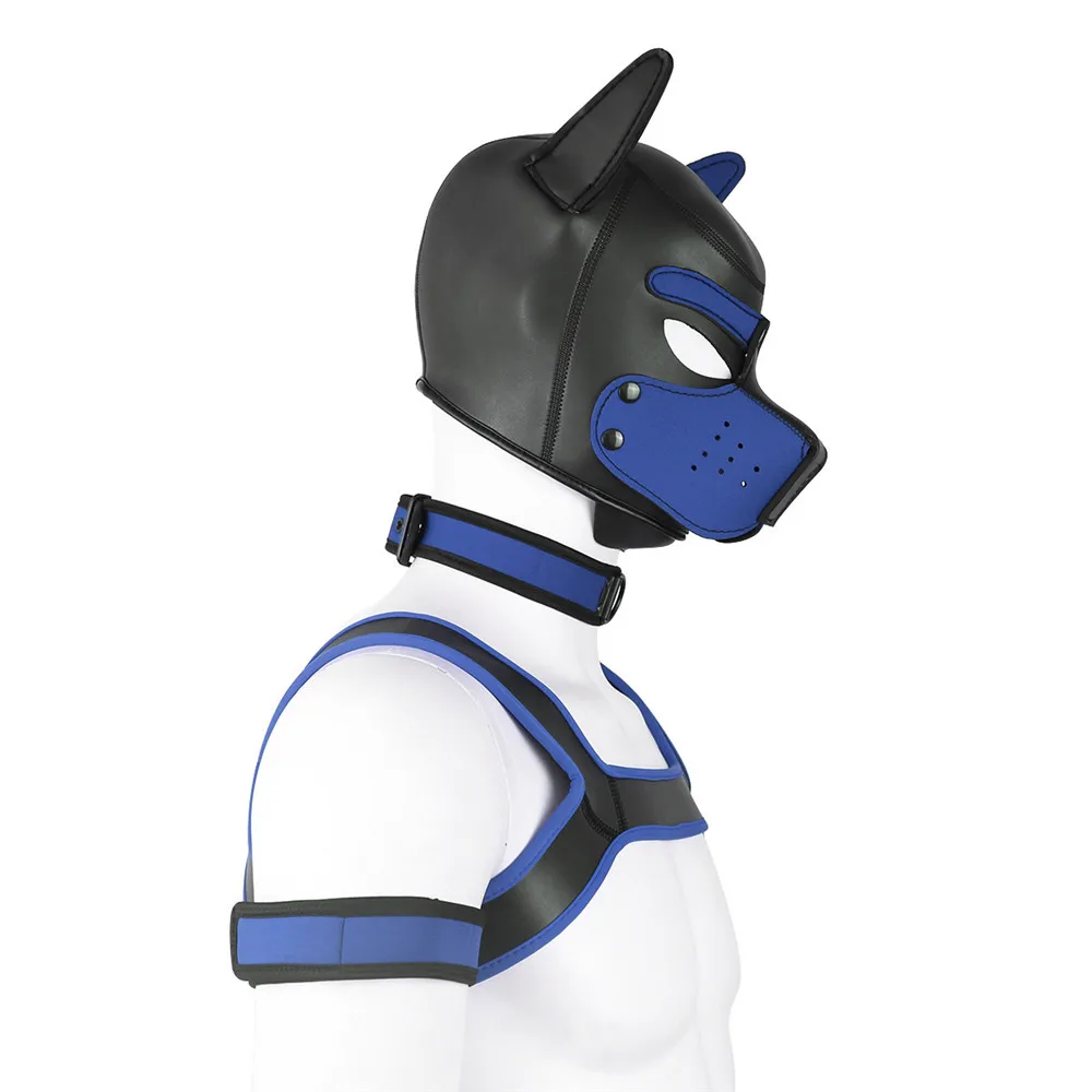Halloween Role Play Cosplay Costume Dog Mask Chest Harness Top Belt Neck Collar Bdsm Bondage Restraint Sex Toys for Couples Men
