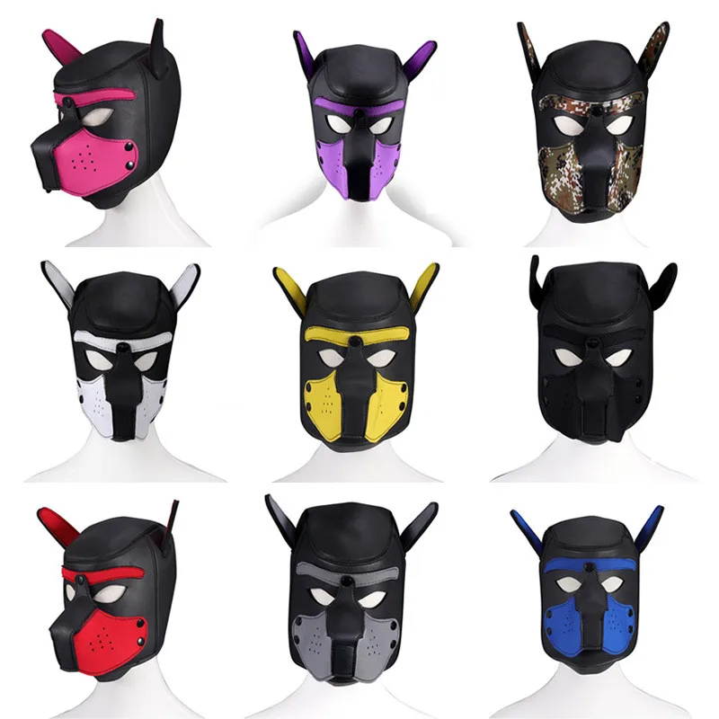 Halloween Role Play Cosplay Costume Dog Mask Chest Harness Top Belt Neck Collar Bdsm Bondage Restraint Sex Toys for Couples Men