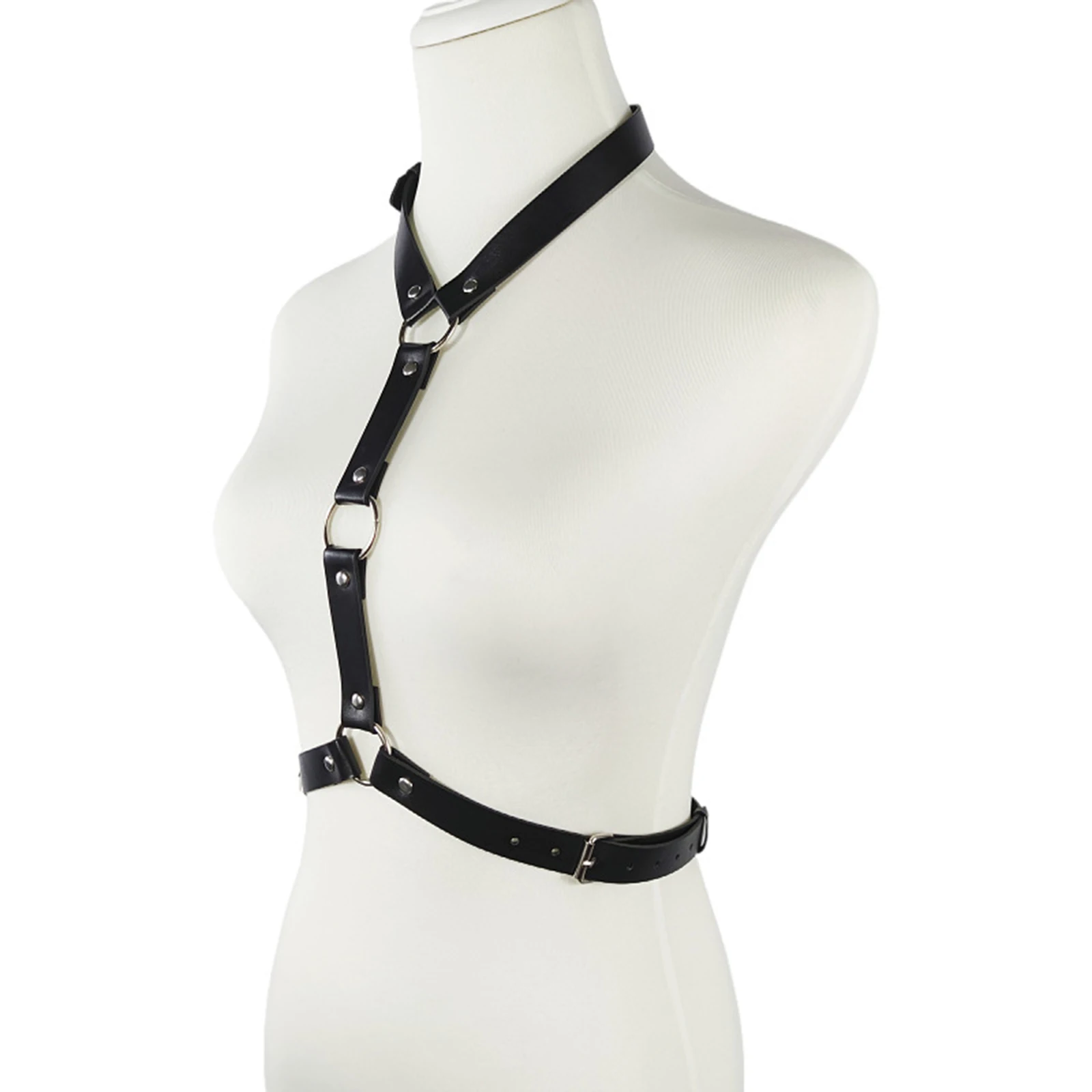Sexiest Punk Pu Leather Ring Erotic Garter Belt Set Women Sexy Eroticos Harness Lingerie Sets Costume Mujer Nightwear Open Sex