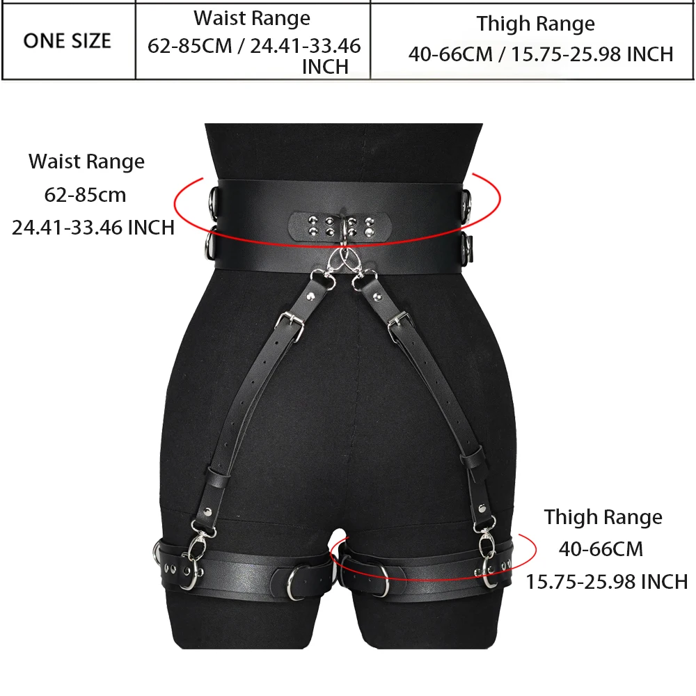 Women Sexy Garter Belt Leather Lingerie Bdsm Bondage Lingerie Leg Harness Thigh Garter Goth Fetish Clothing Festival Rave Outfit