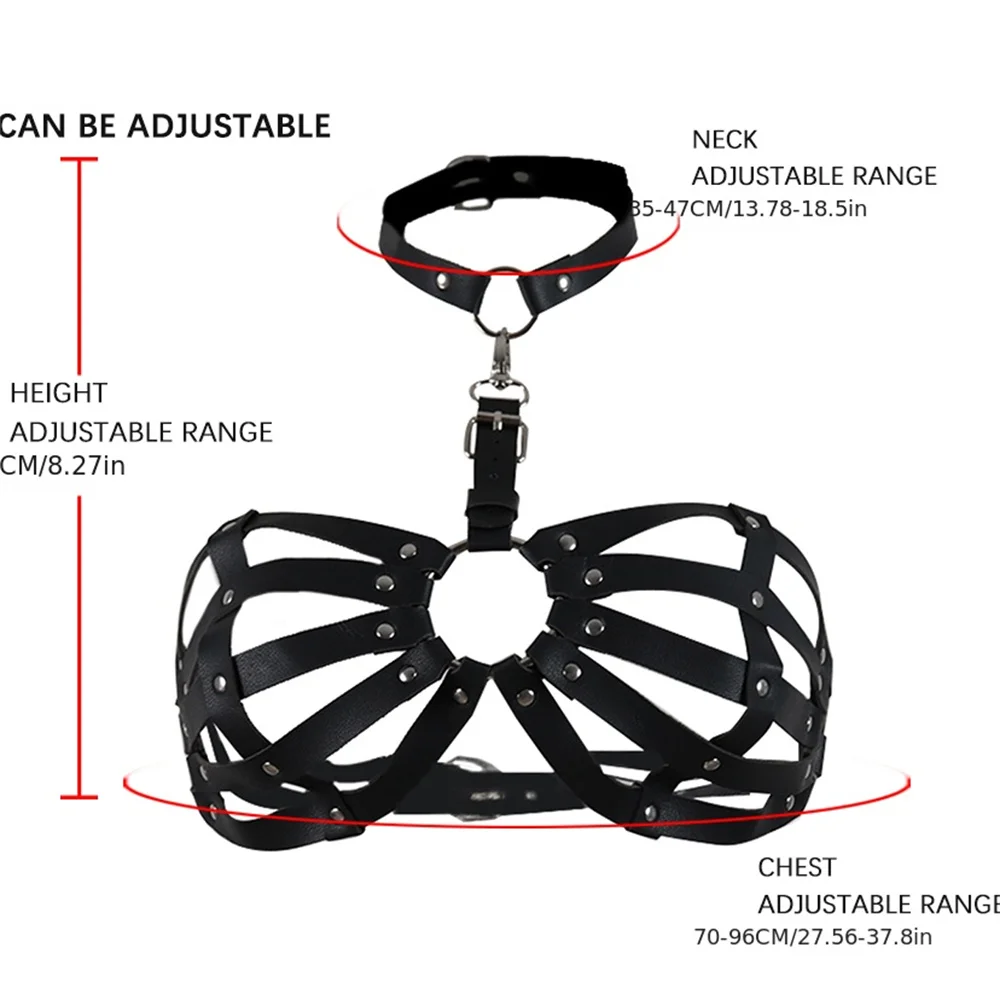 PU Leather Harness Lingerie Chest Harness Woman Black Sexy Cage Bra Punk Bondage Harajuku Festival Accessories Rave Outfit PU Leather Harness Lingerie Chest Harness Woman Black Sexy Cage Bra Punk Bondage Harajuku Festival Accessories Rave Outfit