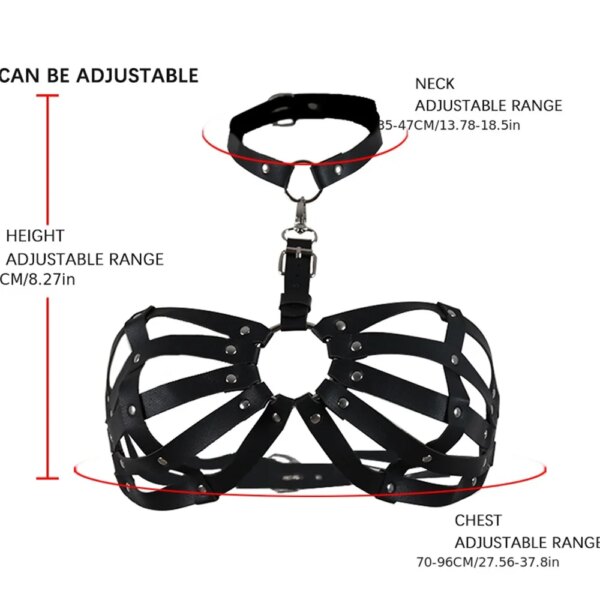 PU Leather Harness Lingerie Chest Harness Woman Black Sexy Cage Bra Punk Bondage Harajuku Festival Accessories Rave Outfit