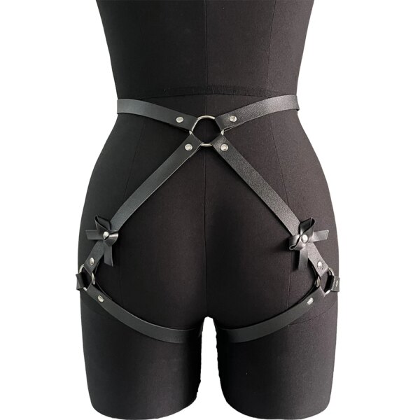 Sexy Bondage Harness Women Har Garter Belt Pu Leather Leg Strap Suspenders Fetish Lingerie BDSM Leg Harness Cage Tight Garter
