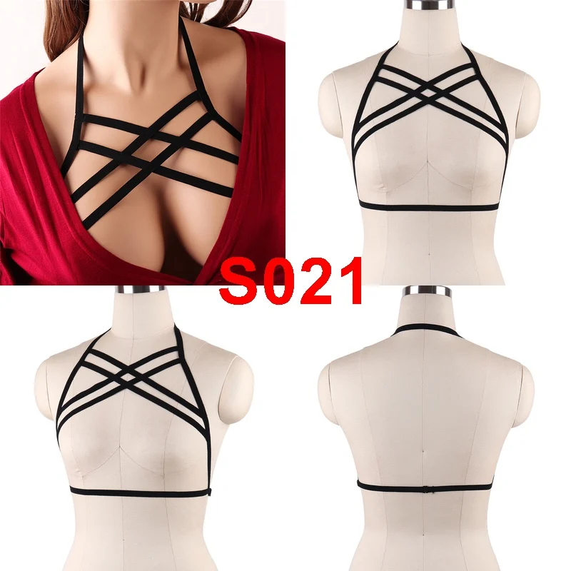 BONDAGE STRAPPY Pentagram Harness Women Body Harness Bra Erotic Goth Accessories Cupless Bra Festival Rave Sexy Lingerie
