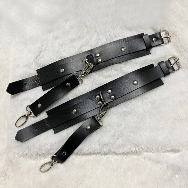 Adult Sex Handcuffs Restraint Game Leather Erotic Accessories Black Bracelet Adjustable Porn Manacles Couple Bondage Lingerie