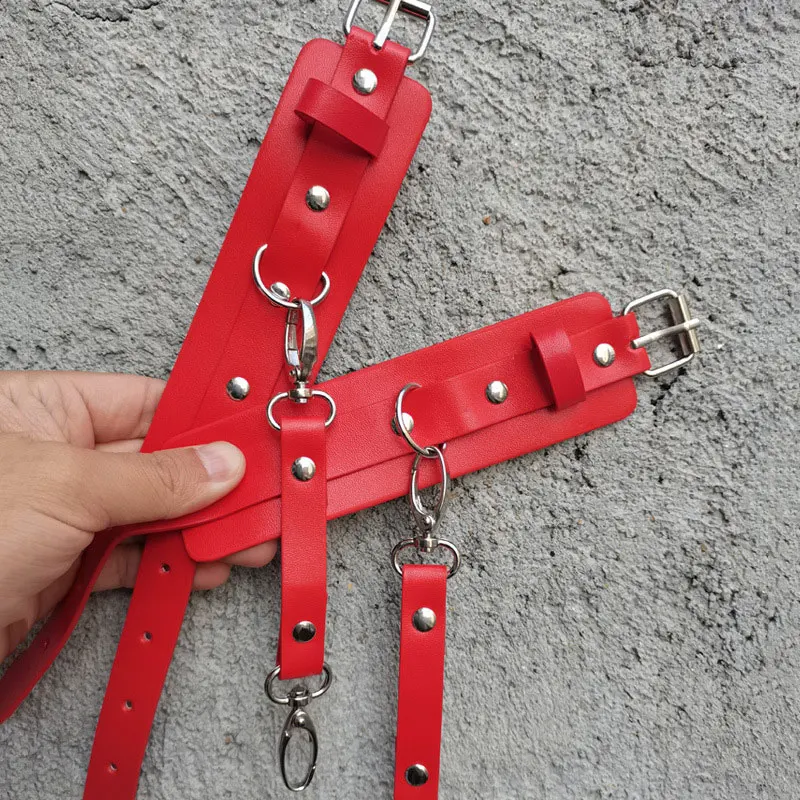 Adult Sex Handcuffs Restraint Game Leather Erotic Accessories Black Bracelet Adjustable Porn Manacles Couple Bondage Lingerie