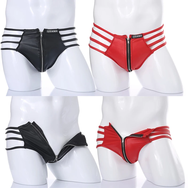 Men's Sexy Underwear Zipper Open Thong BDSM Men's Seat Belt BDSM Sissy Clothing Low Rise Thin Line Panties Men Gay
