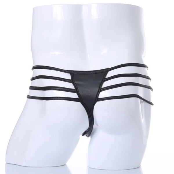 Men's Sexy Underwear Zipper Open Thong BDSM Men's Seat Belt BDSM Sissy Clothing Low Rise Thin Line Panties Men Gay