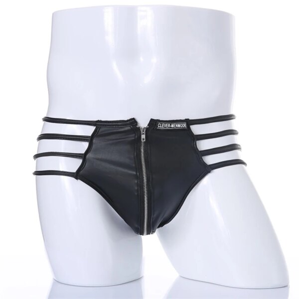 Men's Sexy Underwear Zipper Open Thong BDSM Men's Seat Belt BDSM Sissy Clothing Low Rise Thin Line Panties Men Gay