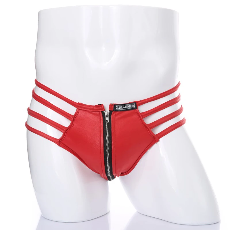 Men's Sexy Underwear Zipper Open Thong BDSM Men's Seat Belt BDSM Sissy Clothing Low Rise Thin Line Panties Men Gay